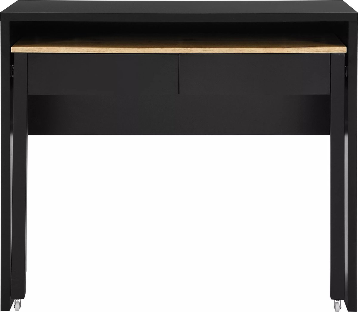 Vente-unique Uitschuifbaar console-bureau met 2 lades - Zwart en naturel - LOAVIA