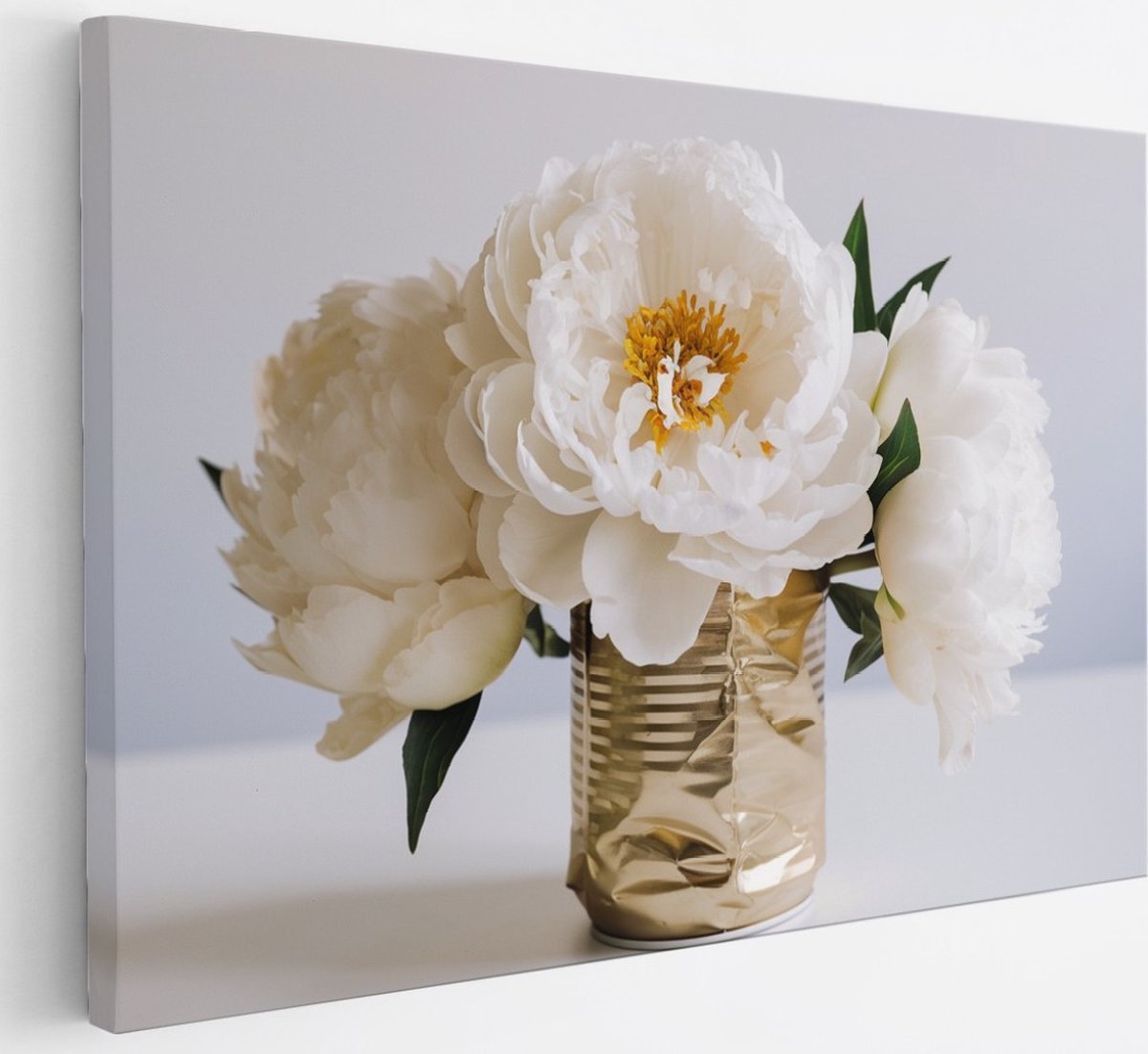 Saammp Canvas Schilderij - Bloemen in Blikje - Abstract - 30x20 - Foto op canvas - Wanddecoratie - Muurdecoratie Woonkamer - Kantoor Decoratie Multicolor