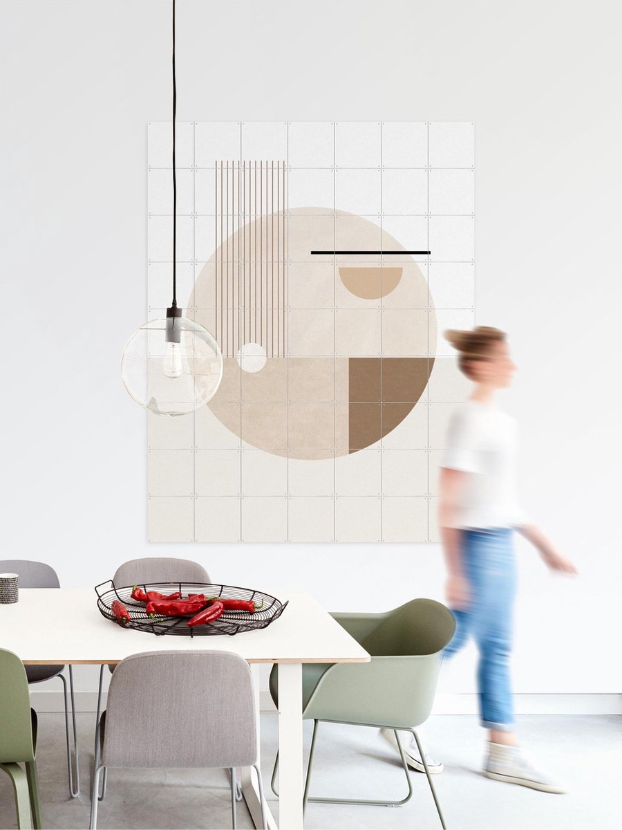 IXXI Neutral Semicircles Poster No.2, Elena Ristova & Various - 80 x 100 cm - Gratis ophangtool - Grote wanddecoratie en posters - Abstract