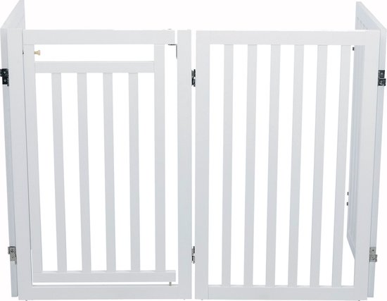 Trixie Hondenhek Met Deur - Geschikt Grote Honden - MDF - Wit - 60-160 x 81 cm