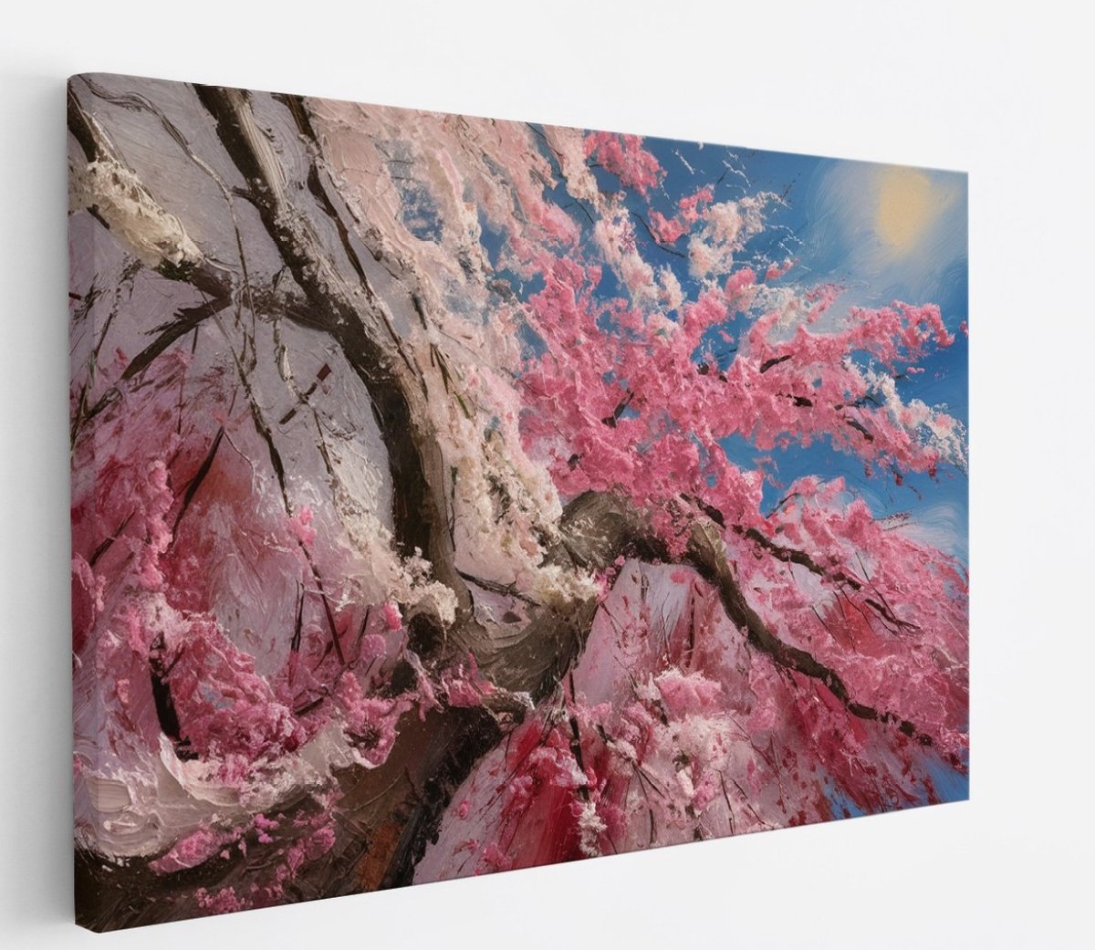 Saammp Canvas Schilderij - Roze - Boom - Abstract - Landschap - Natuur - 100x75 - Foto op canvas - Wanddecoratie - Muurdecoratie Woonkamer - Slaapkamer decoratie - Canvas Print Multicolor