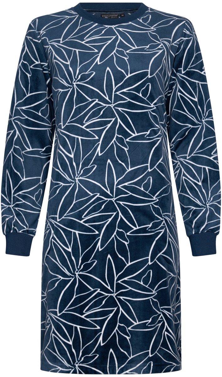 Pastunette Premium Nachthemd - Art Deco - Donkerblauw - Fleece