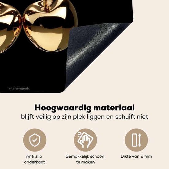 KitchenYeah® Protection plaque induction 59x52 cm - Cerisier - Noir - Or - Chrome - Protege plaque de cuisson - Couvre plaque induction - Protecteur d'induction - Cuisine