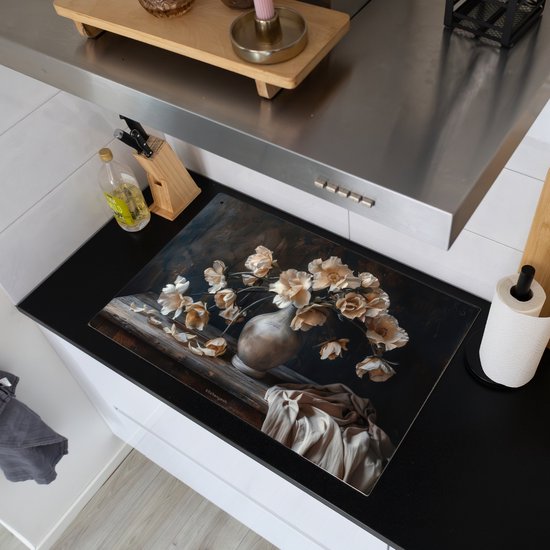 KitchenYeah® Protection plaque induction 77x51 cm - Fleurs - Bouquet - Nature morte - Protege plaque de cuisson - Couvre plaque induction - Protecteur d'induction - Cuisine
