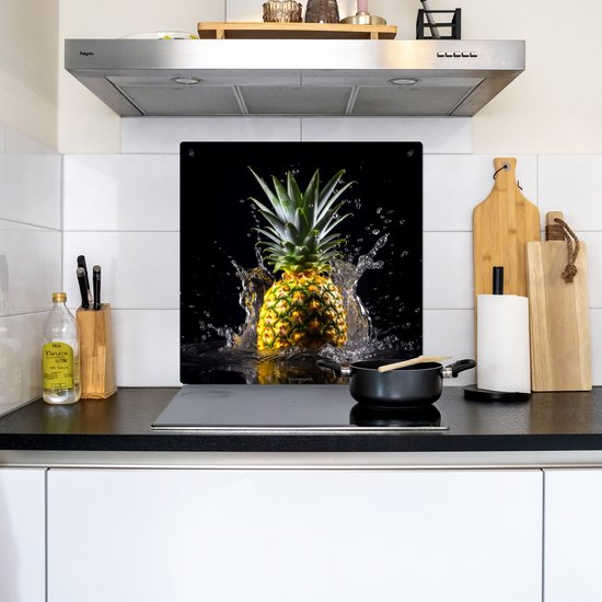 KitchenYeah® Protection plaque induction 60x55 cm - Ananas - Fruit - Eau - Protege plaque de cuisson - Couvre plaque induction - Protecteur d'induction - Cuisine
