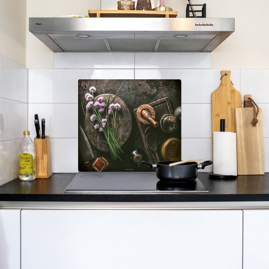 KitchenYeah® Protection plaque induction 57.6x51.6 cm - Herbes - Épices - Nature morte - Protege plaque de cuisson - Couvre plaque induction - Protecteur d'induction - Cuisine
