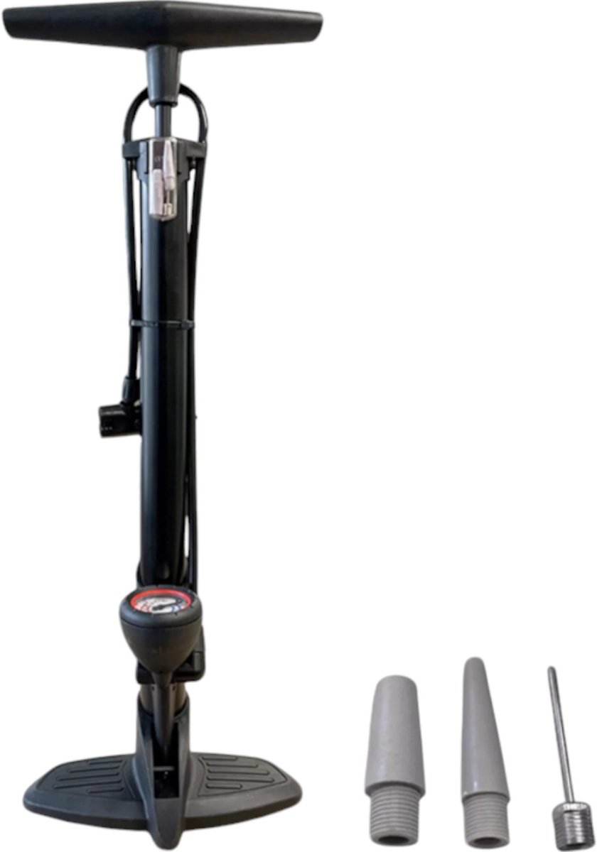 Typhoon Hogedrukpomp met manometer - Stalen buis - Max 6 bar - Zwart - Universeel ventiel - Inclusief adapters