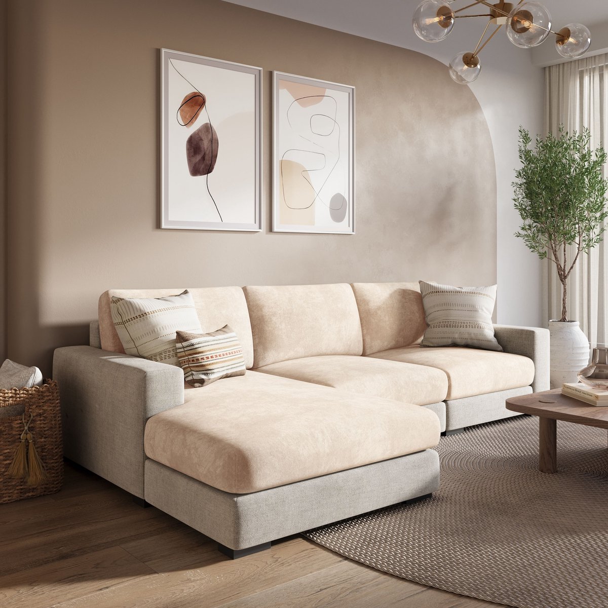 FancySofas Bankhoes Chenille - Rugkussenhoes - Machinewasbaar & Stretchy - Bankhoezen voor Hoekbank - Hondendeken bank - Hondenkleed - Bankbeschermer - Zetelhoes - Zetelovertrek - Sofa Cover - 30 Dagen Risicoloos Uitproberen - Ivory Beige