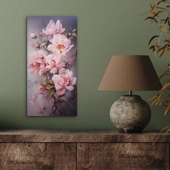 Tableau aluminium 20x40 cm - Décoration murale métal - Roses - Fleurs - Rose - Art - Aquarelle - Décoration murale métal salon - Décoration industrielle - Photo sur dibond - Accessoires industriels chambre