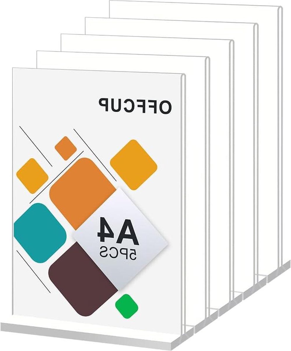 5 stuks acryl tafelstandaard - dubbelzijdige verticale displaystandaard A4 voor restaurants -cafés .