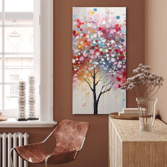 MuchoWow® Tableau sur verre 60x120 cm - Tableau sur verre acrylique - Art - Arbres - Nature - Acryl - Photo sur verre - Décoration murale salon - Décoration murale chambre - Peintures