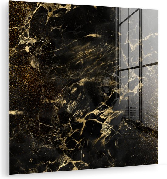 MuchoWow® Peinture sur verre 90x90 cm - Peinture sur verre acrylique - Or - Zwart - Luxe - Vintage - Photo sur verre - Peintures