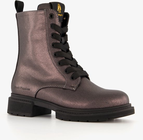 Hush Puppies dames metallic veterboots grijs Maat 39