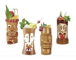 Tiki Mugs Tiki-koppen Tiki Mok Tiki Mugs Cocktailbeker Hawaii Cocktailglazen Tiki Bar accessoires Tiki kopjes drankjes mokken Hawaiian Party Barware,Q1