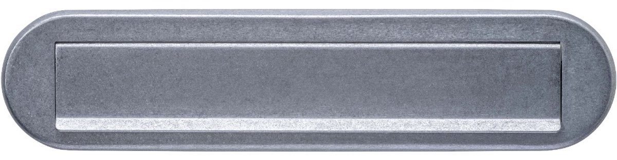 Intersteel Briefplaat ovaal 340x80mm met klep/regenrand rvs getrommeld