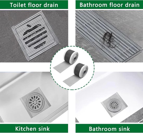TURBO PRODUKTE Set van 3 haarvangers afvoerketting roestvrij - 45 cm lengte - voor afvoer van douche en wastafel - gegarandeerd vrij afvoeren