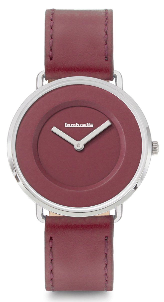 Lambretta Mia 34 Leather Silver Red Dameshorloge - 34mm