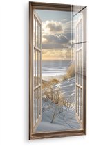 MuchoWow® Peinture sur verre 40x80 cm - Peinture sur verre acrylique - Vue à travers - Plage - Dunes - Mer - Nature - Photo sur verre - Décoration murale salon - Décoration murale chambre - Peintures