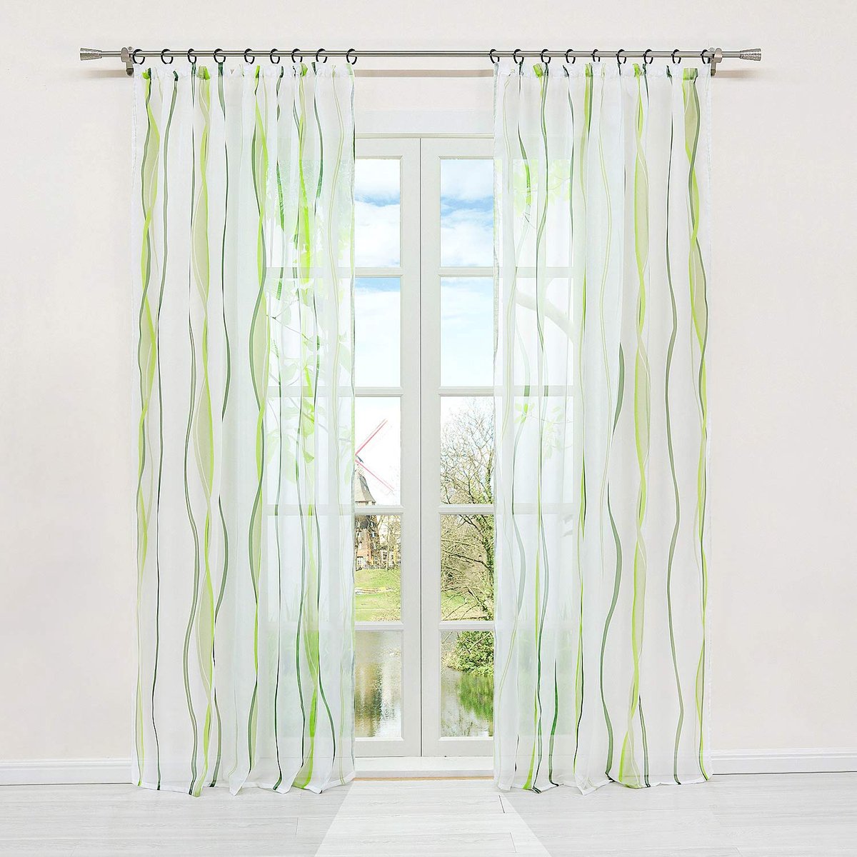 My Ninki ® Tijdloze Elegantie: Transparante Voile-gordijn met Subtiel Golvend Design voor Moderne Interieurs