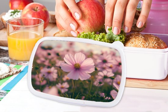 Boîte à pain blanche - Lunchbox Fleurs - violet - flou - Boîte à lunch 18x12x6 cm