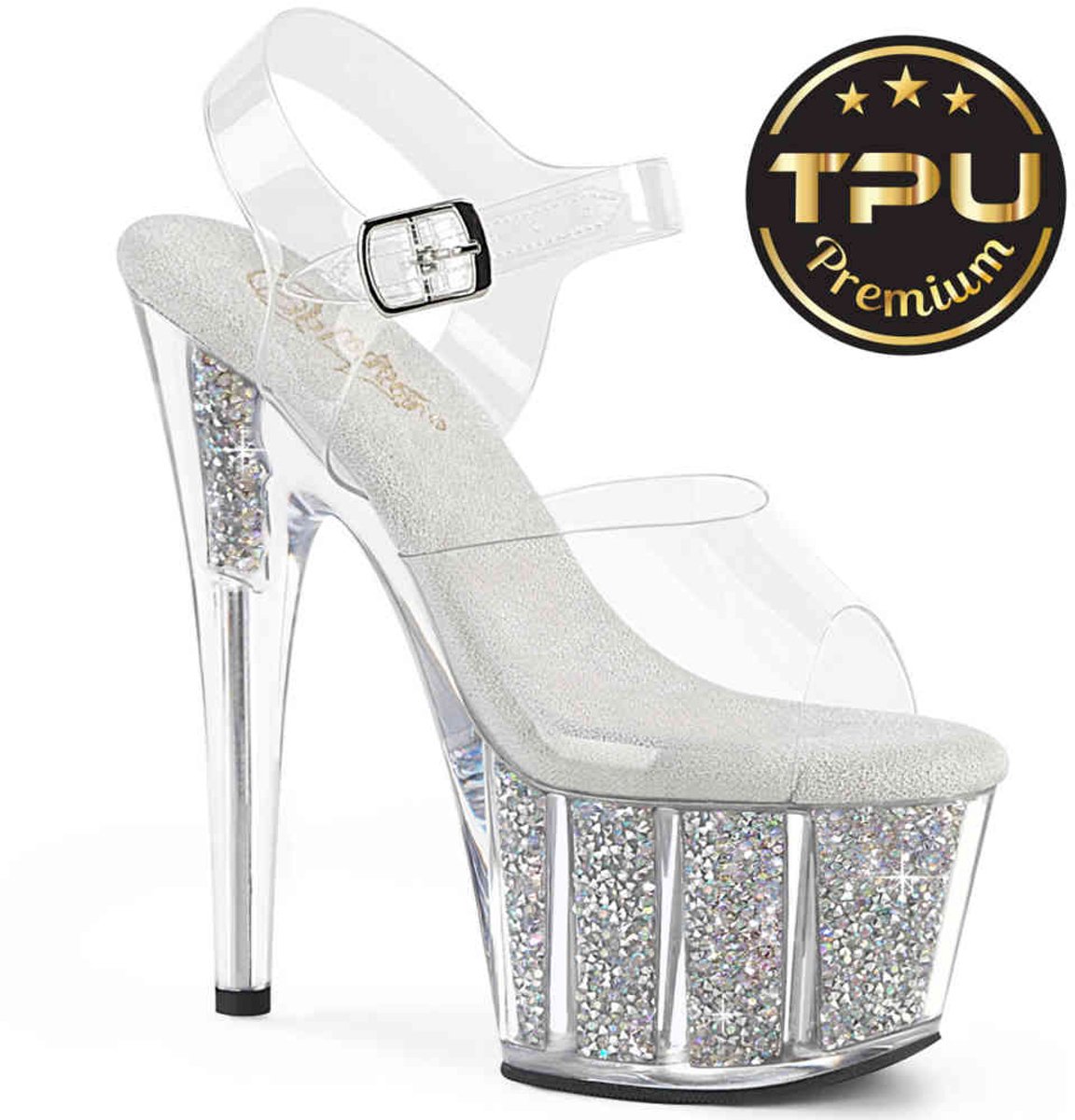 Pleaser ADORE-708PREM-RSI Sandaal met enkelband 38 Shoes Transparant