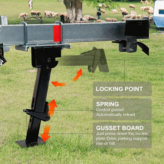 Zware Aanhangerkrik, 1500kg/3000lb Stabilisatorkrikken 180° Verstelbare Rolhoek, Vierkante Krik Voor Aanhangers, Campers en Andere Aanhangwagens