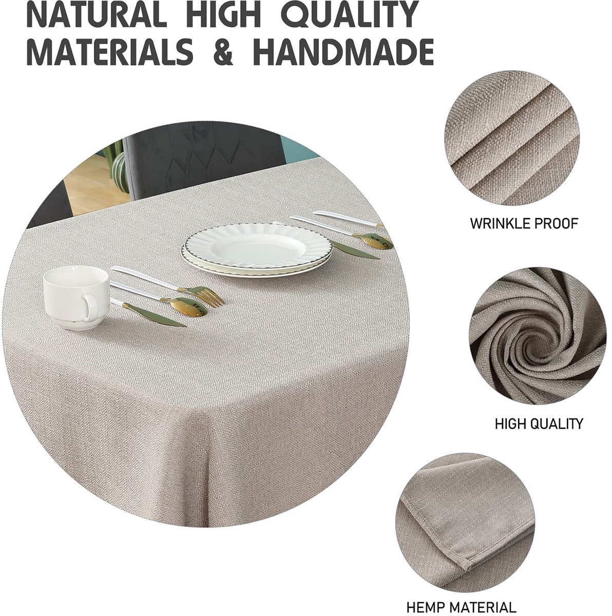 Unyqoos ® Tafelkleed in Linnenstijl met Waterafstotende Eigenschappen, Rechthoekig, Wasbaar en Onderhoudsvriendelijk