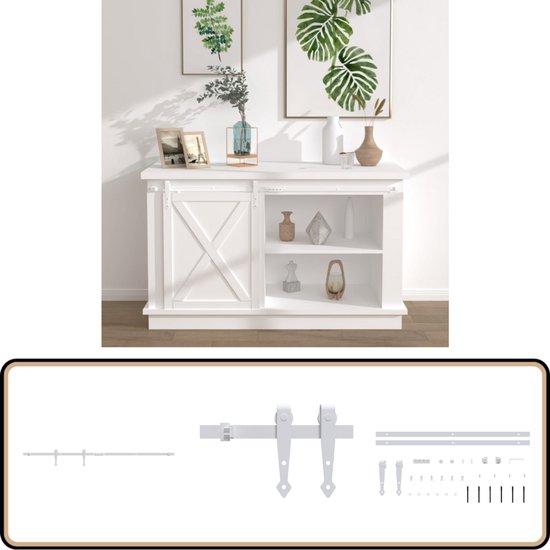 VidaXL Kit Mini Porte D'Armoire Coulissante - Quincaillerie 183 Cm Acier Blanc