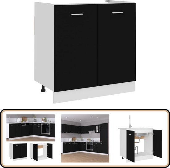 Wastafelonderkast 80x46x81,5 cm (zwart)