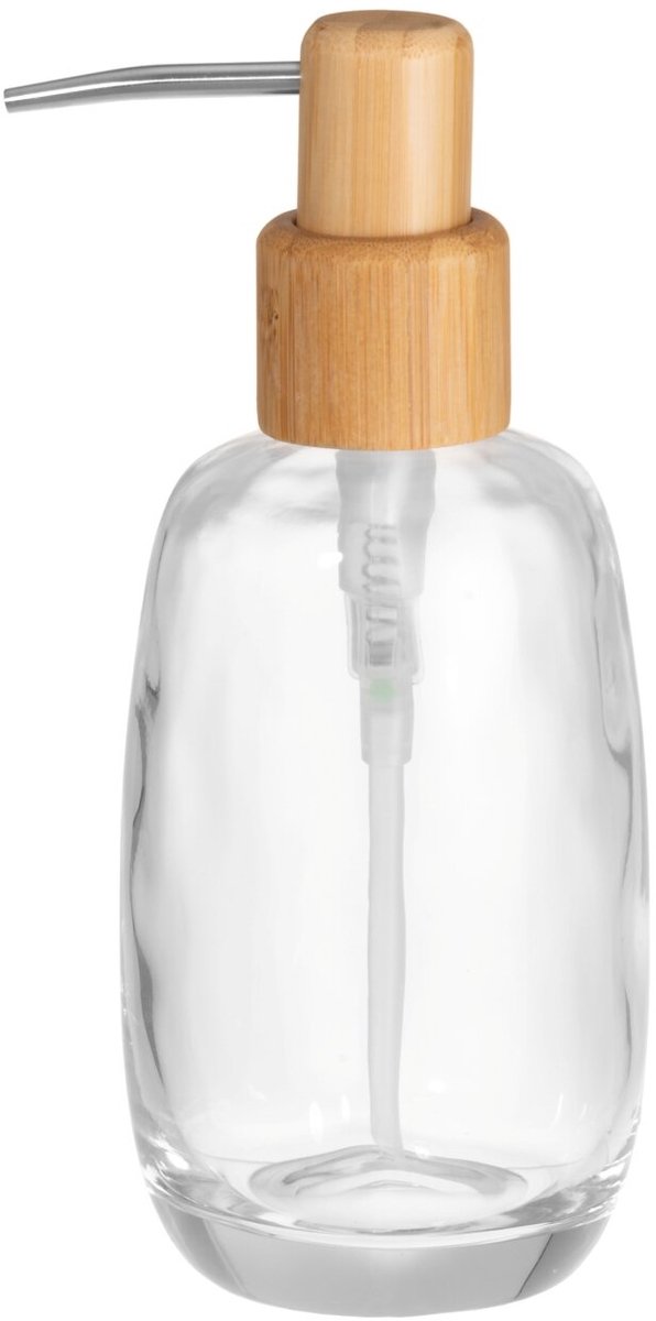 Zeepdispenser LINA, glas en bamboe
