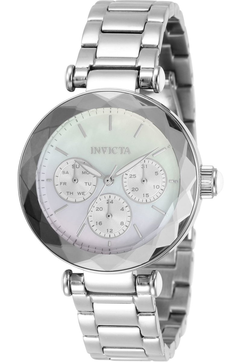 Invicta Angel 31267 Dames Horloge - Waterdicht - Analoog - Quartz Uurwerk - Roestvrij Staal met witte Wijzerplaat - 36mm