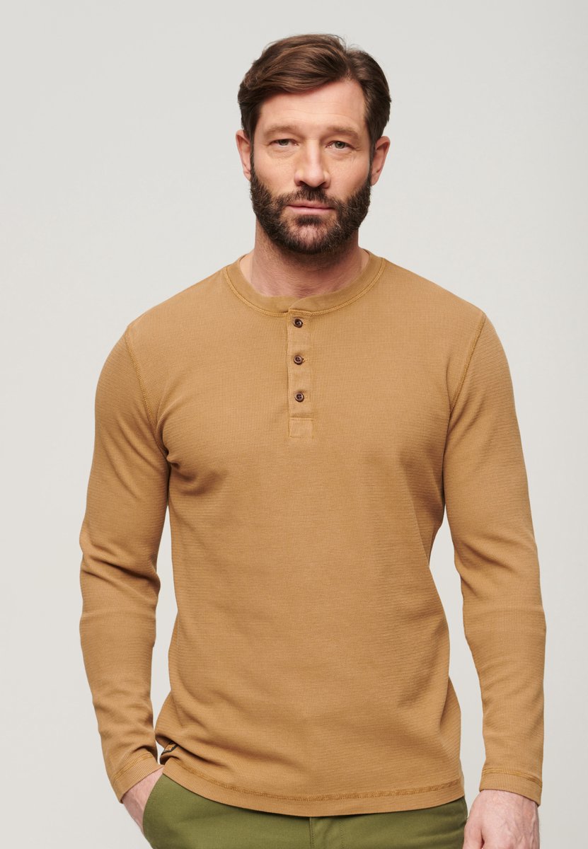 Superdry Trui Henley Waffle Washed – Heren Bruin