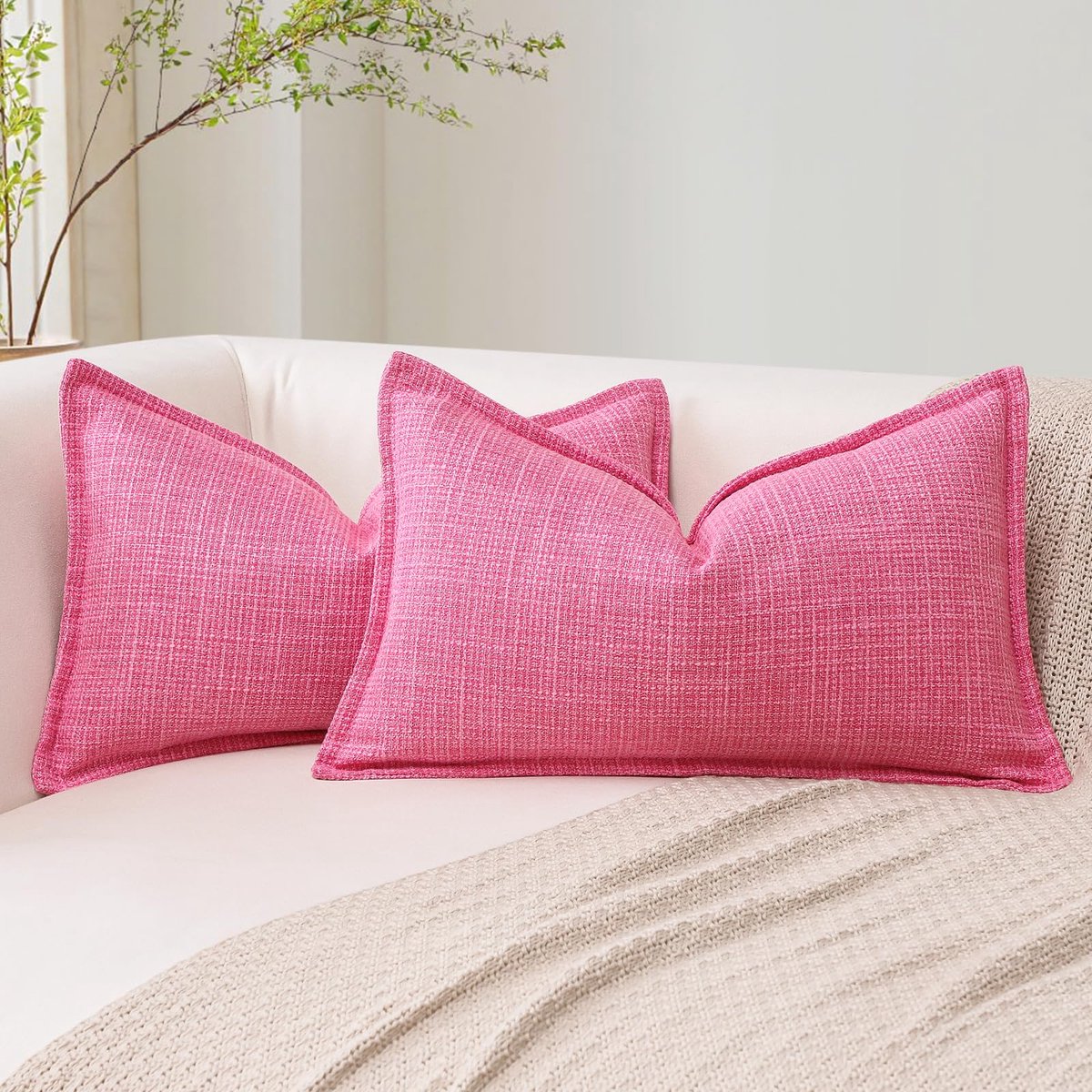 My Ninki ® Set van 2 Moderne Kussenslopen in Linnen Stijl voor Diverse Interieurdecoraties