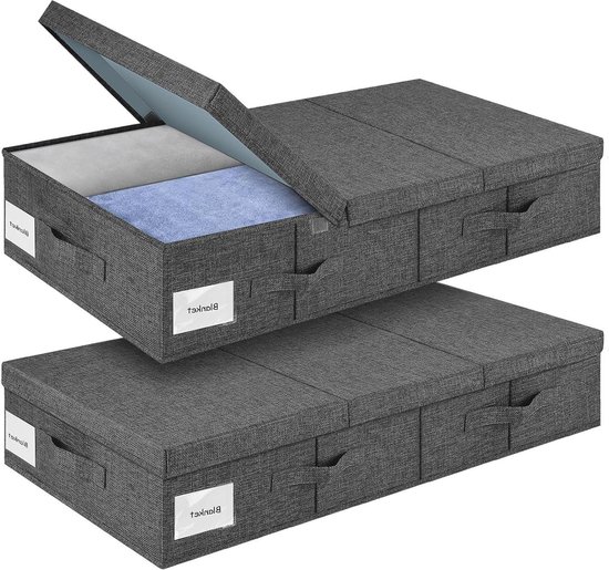 Opbergdozen Voor Kleding Lannvan Opbergdozen Voor Onder Het Bed – 2 Stuks, 70 X 41 X 18 Cm, Opvouwbaar Met Handgrepen, Voor Kleding En Beddengoed Opbergdozen Onder Het Bed 2 Stuks