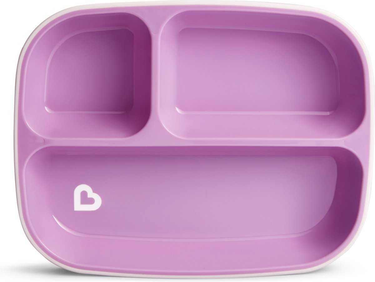 Munchkin Anti-Slip Borden Met 3 Vakken - Splash - Vaatwasser- en Magnetronbestendig - Per 2 Stuks - Kinderbordjes - Paars/Roze – foto 2