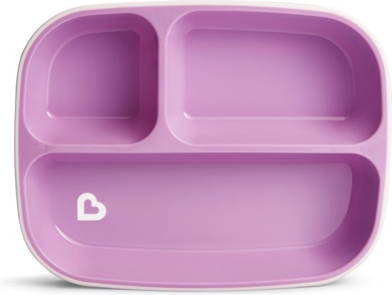 Munchkin Splash Assiette Enfant à 3 Compartiments - Avec Antidérapant - Couleur Violet/Rose
