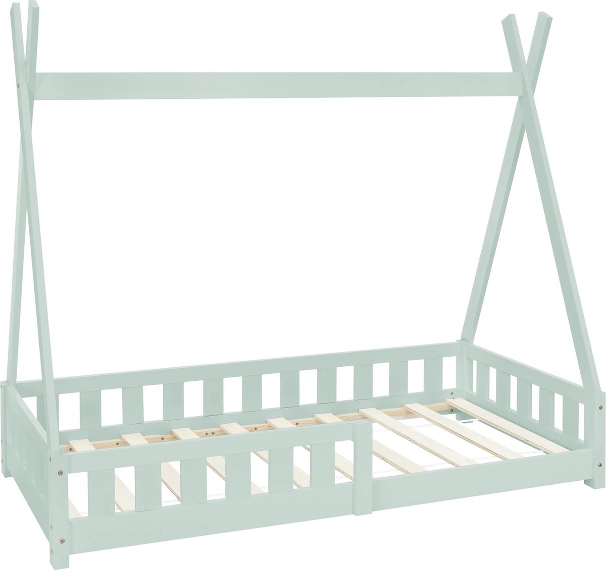 ml-design kinderbed tipi 80x160 cm mintgroen massief grenen hout met lattenbodem en uitvalbeveiliging huisbed in de vorm van een indianentipi geschikt als kinderhuis jeugdbed houten bed en speelbed ideaal als kinderbed tent voor jongens en meisjes