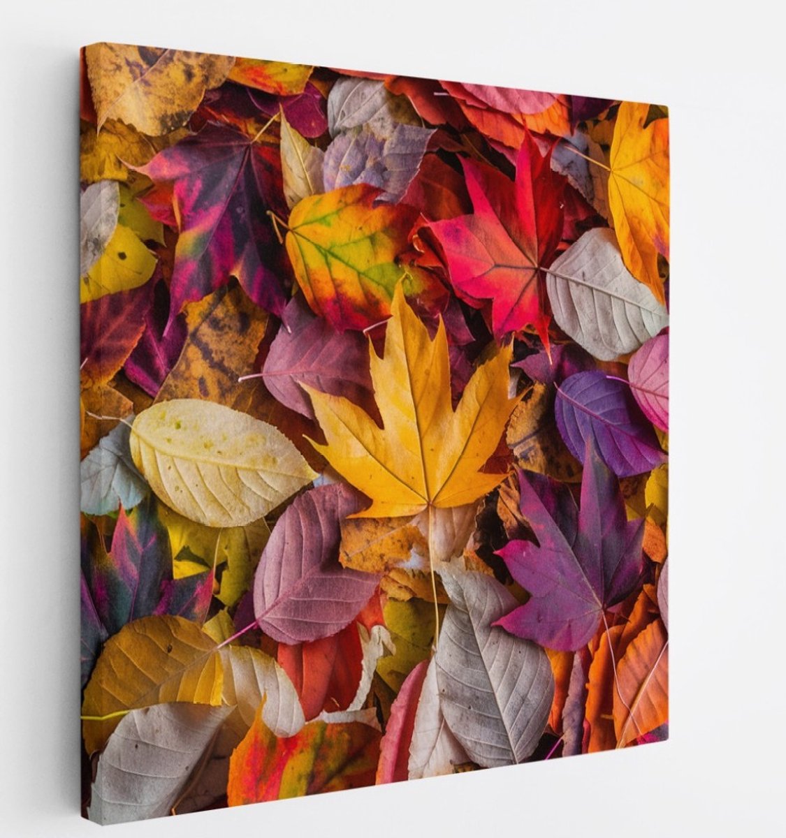 Saammp Canvas Schilderij - Geel Blad - Herfst - Landschap - Natuur - 60x60 - Foto op canvas - Wanddecoratie - Muurdecoratie Woonkamer - Slaapkamer decoratie - Canvas Print