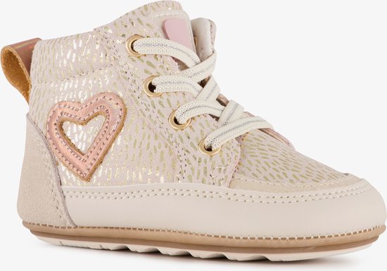 Groot leren babyschoenen beige goud - Maat 20 - Uitneembare zool - In cadeauverpakking
