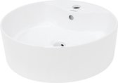 ECD Germany keramiek wastafelmeubel rond wit Ø 460 x 155 mm opzetwastafel handwastafel waterval waskom modern luxe badkamer meubel opbouw waskom compact stijlvol duurzaam eenvoudig te installeren