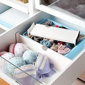 Schuifladenverdeler, verstelbaar, ladeverdeler, organizer, kunststof, voor commode, badkamer, slaapkamerkast, kantoor, 27,5-44 cm, 10 cm hoog