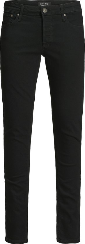 Recht-toe-recht-aan weergave van een zwarte skinny jeans voor heren.