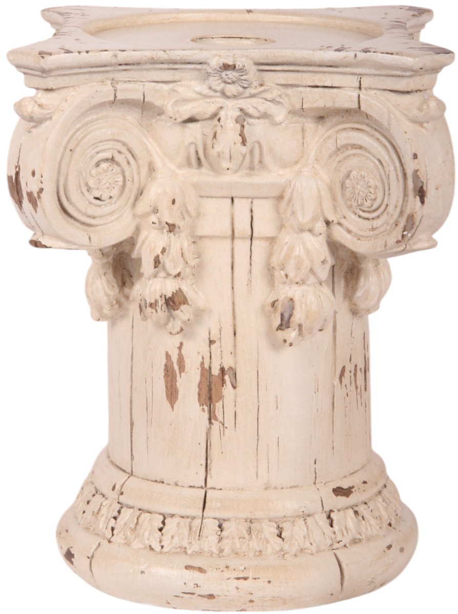 Baroque - Kandelaar - Kandelaar Pilaar 15 cm - Wit/Crème - Resin - 15x12x12 - Polyresin