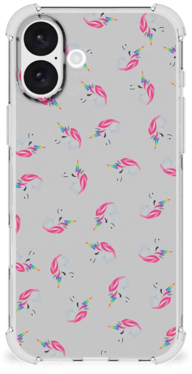 Doorzichtige Silicone Hoesje voor iPhone 16 Plus Unicorns