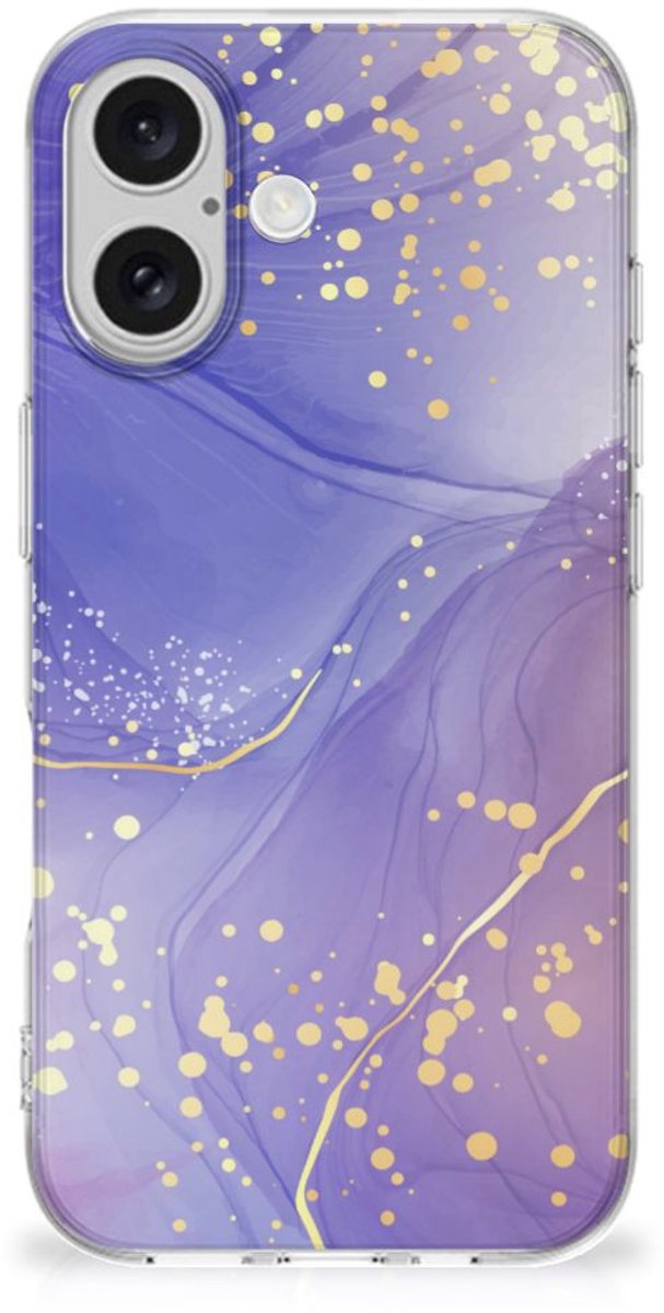 Back Cover voor Hoesje maken voor iPhone 16 plus Watercolor Paars
