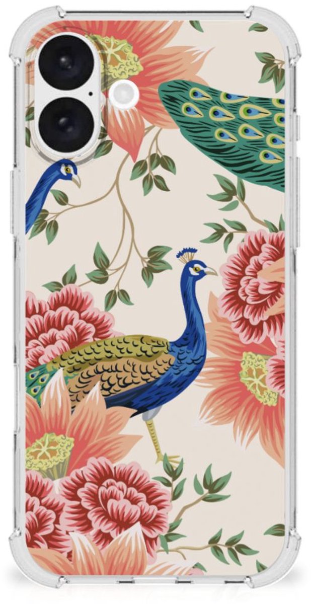 Case Anti-shock voor iPhone 16 Plus Pink Peacock