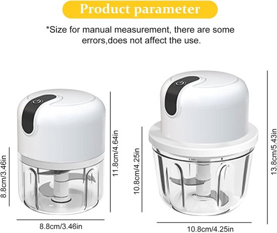 Mini Elektrische Hakmolen - 350 ml Keukenhakmolen voor Groenten, Vlees, en Fruit - Oplaadbaar en Multifunctioneel van MINI — afbeelding 2