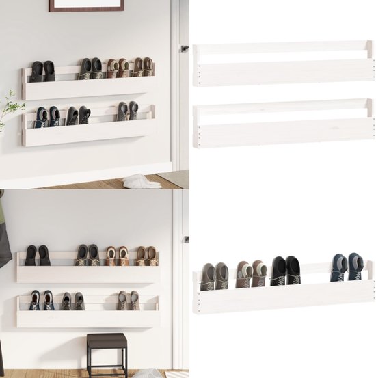 vidaXL Wandschappen 2 st 80x12x9 cm massief grenenhout