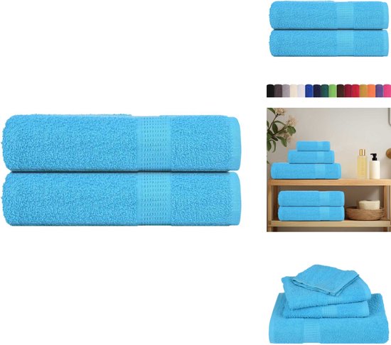 The Living Store Handdoeken 2 pièces 50x100 cm 360 g/m² 100% coton turquoise - Serviette de bain - Turquoise - Katoen - Ensemble de serviettes - Absorbantes