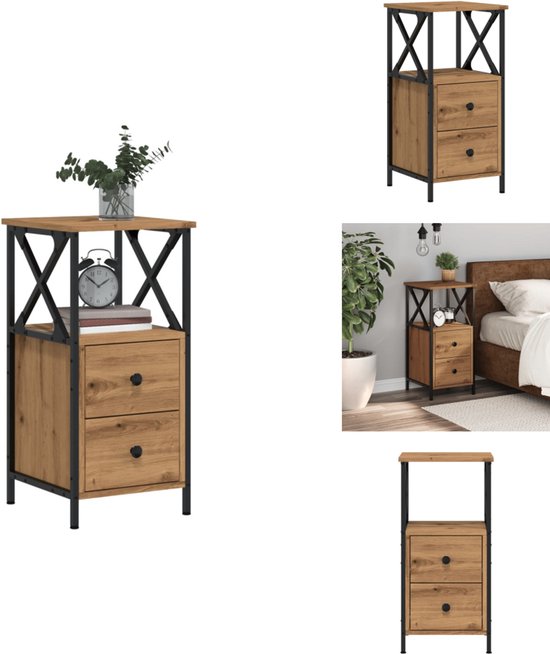 vidaXL - Industrieel Nachtkastjes met lade - Oud hout - 41x31x80 cm - 2